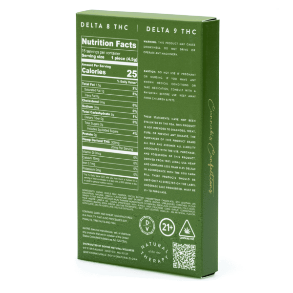 DeVINE Naturals Delta 8 and Delta 9 THC Cannabis Confections Chocolate Bar – Alien OG