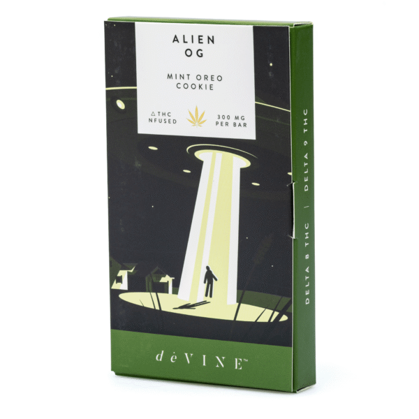 DeVINE Naturals Delta 8 and Delta 9 THC Cannabis Confections Chocolate Bar – Alien OG