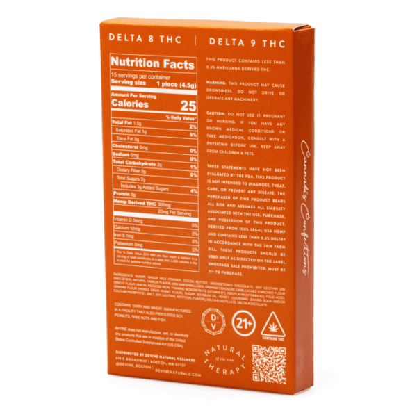 DeVINE Naturals Delta 8 and Delta 9 THC Cannabis Confections Chocolate Bar – Girl Scout Cookie