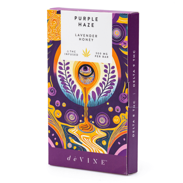 DeVINE-Naturals-Delta-8-and-Delta-9-Cannabis-Confections-Chocolate-Bar-Purple-Haze-150-mg-Delta-8-THC-box-front.png DeVINE Naturals Delta 8 and Delta 9 THC Cannabis Confections Chocolate Bar – Purple Haze
