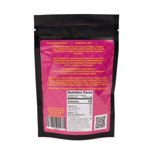 Dreamer-Shrooms-Lions-Mane-Delta-9-Gummy-Squares-15-Count-Bag-Back-scaled-1.jpg Dreamer Shrooms Lion’s Mane + Delta 9 THC Gummies – 15 Count