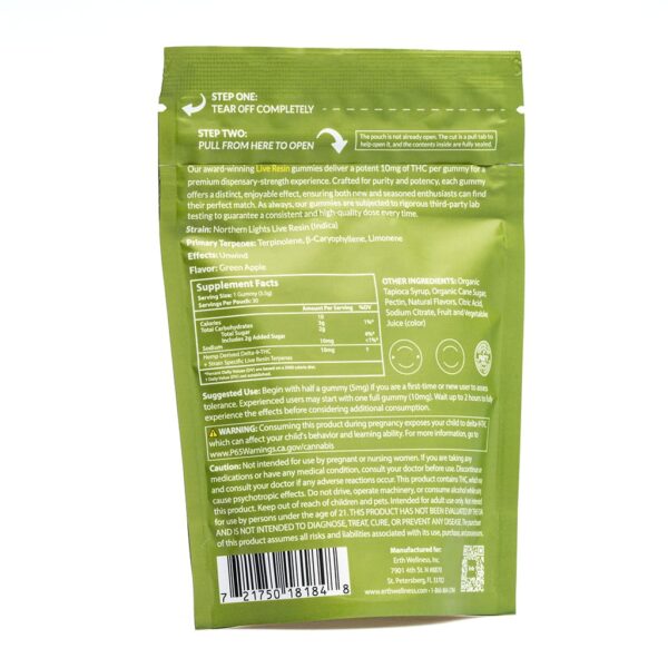 Erth Wellness THC Live Resin Gummies – Northern Lights