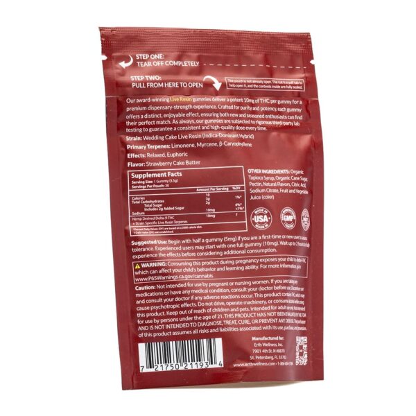 Erth Wellness THC Live Resin Gummies – Wedding Cake