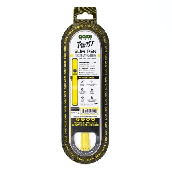 Ooze-Slim-Twist-Pen-2.0-Vape-Battery-–-Mellow-Yellow-Box-Back.jpg Ooze Slim Twist Pen 2.0 Vape Battery – Mellow Yellow