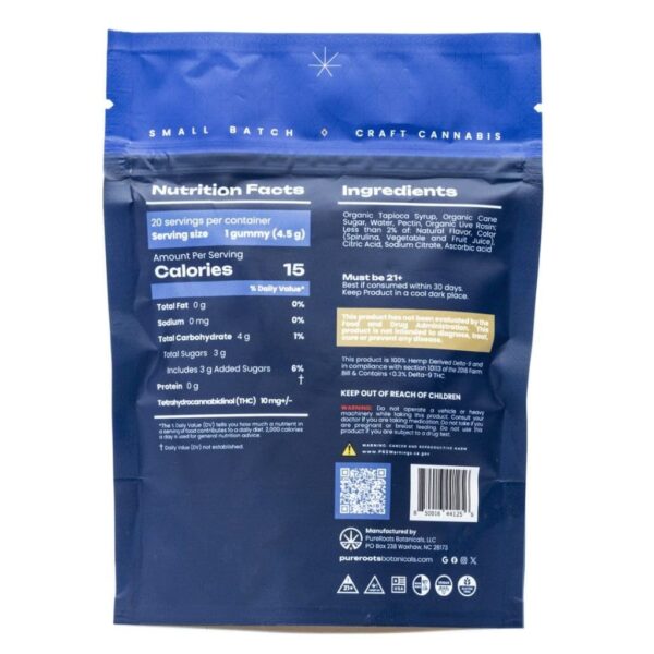 Pure-Roots-Botanicals-THCa-Live-Rosin-Gummies-Blueberry-Blast-200-mg-Total-Delta-9-THC-bag-back-scaled-1.jpg Pure Roots Botanicals THC Live Rosin Gummies – Blueberry Blast (200 mg Total Delta 9 THC)