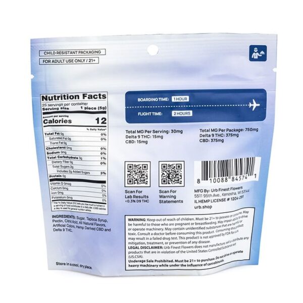 Urb Delta 9 and CBD Gummies – Blueberry Pomegranate